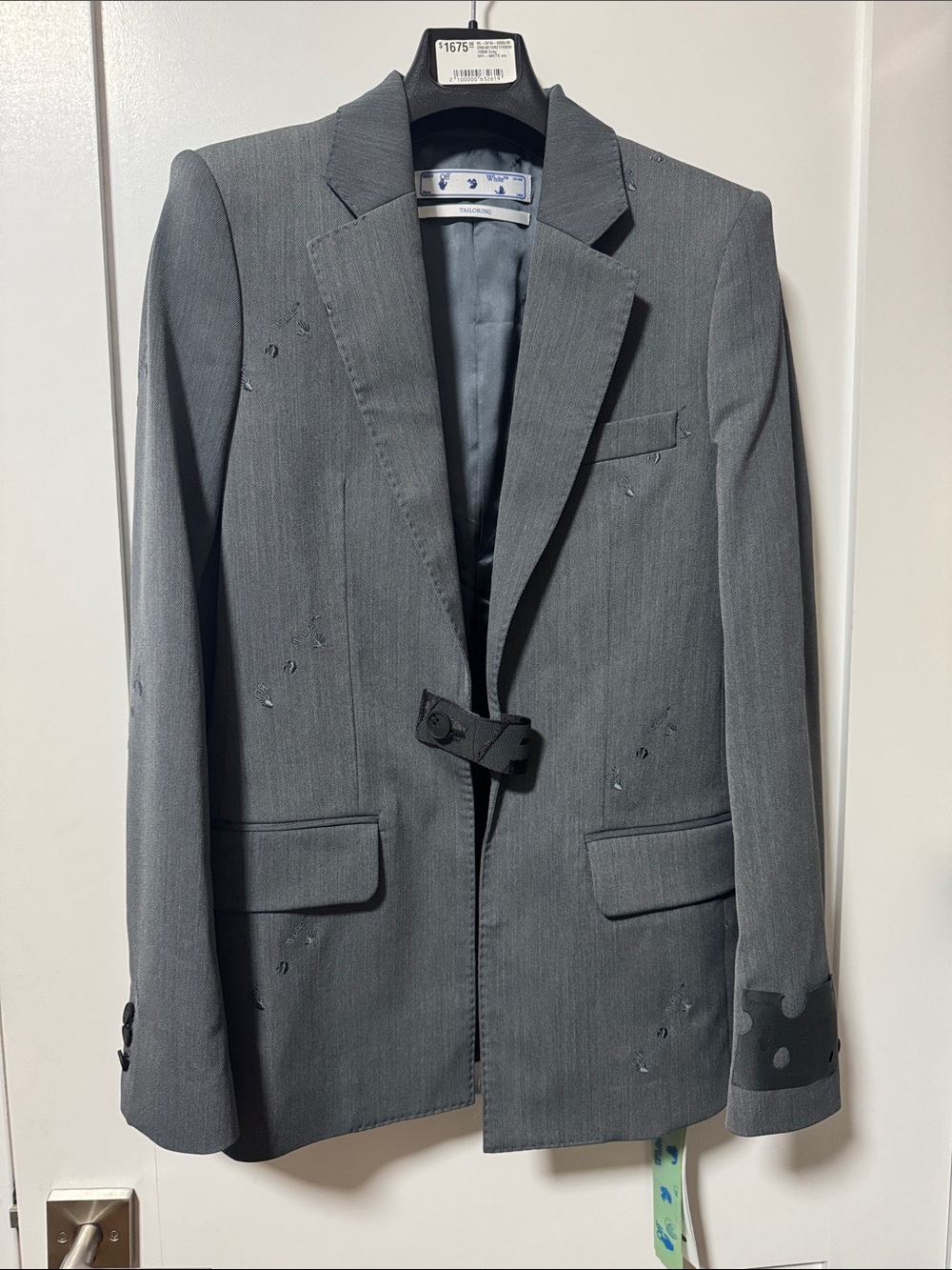 Off-White Gray Distressed Men's Blazer